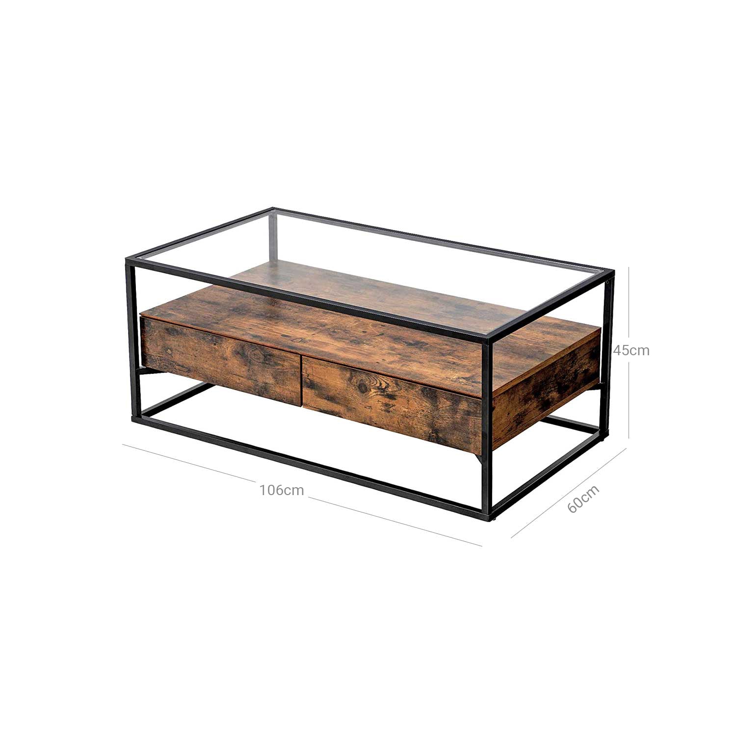 Industrie-Design Couchtisch Glas