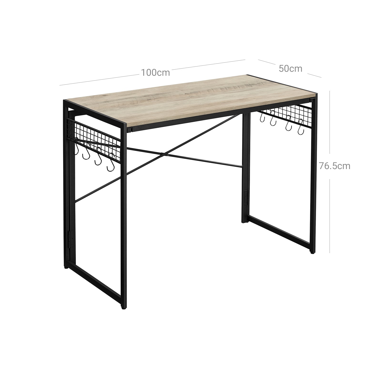 Schmaler Bürotisch Greige-schwarz 